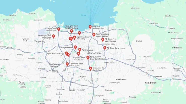 Lokasi Agen Bus Sinar Jaya DKI Jakarta