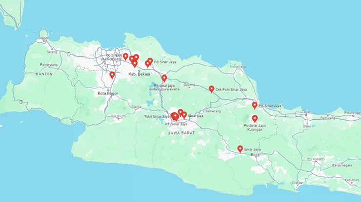 Lokasi Agen Bus Sinar Jaya Jawa Barat