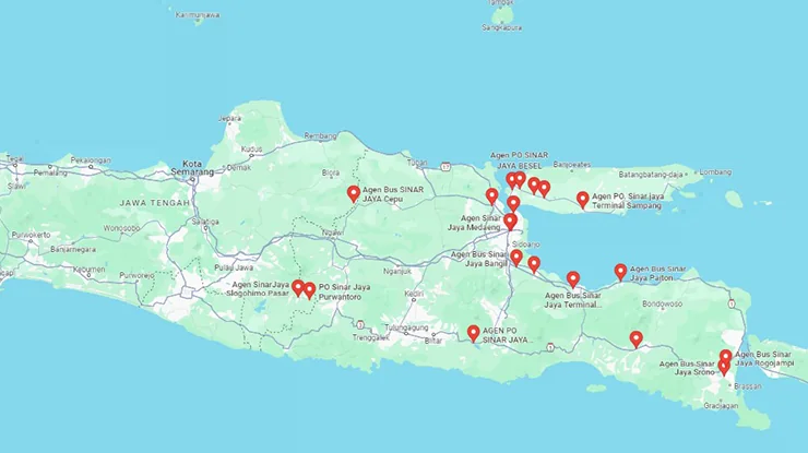 Lokasi Agen Bus Sinar Jaya Jawa Timur