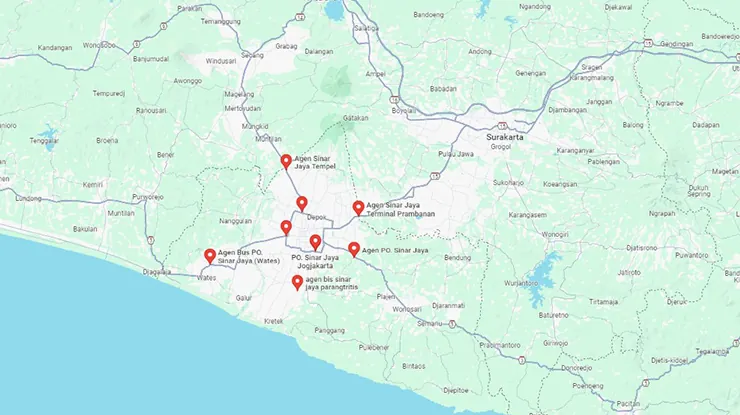 Lokasi Agen Bus Sinar Jaya Yogyakarta