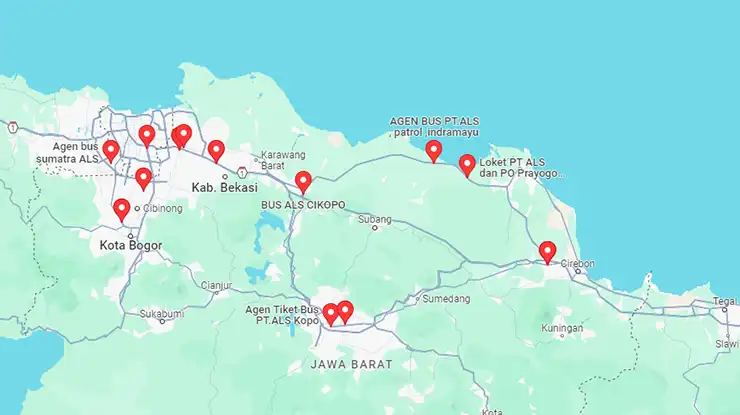 Lokasi Agen Bus ALS Jawa Barat