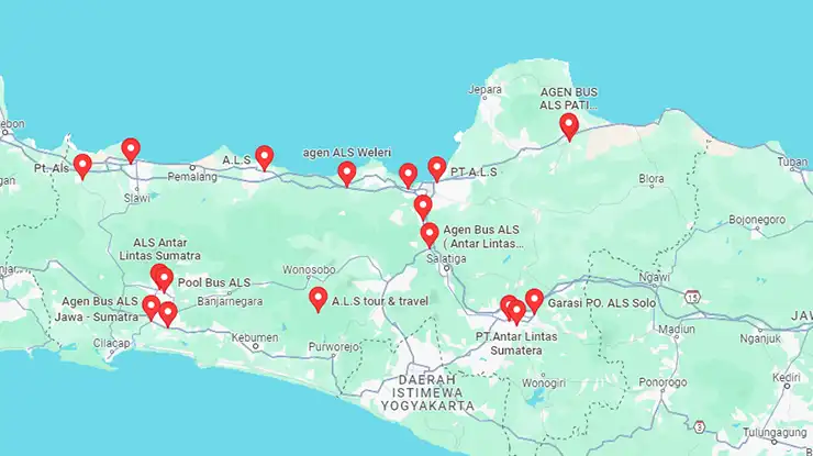 Lokasi Agen Bus ALS Jawa Tengah