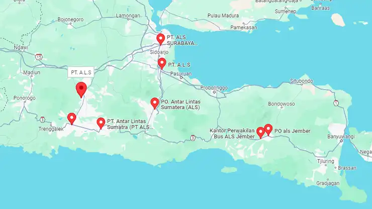Lokasi Agen Bus ALS Jawa Timur