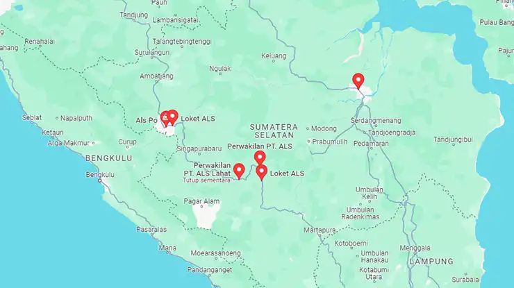 Lokasi Agen Bus ALS Sumatera Selatan