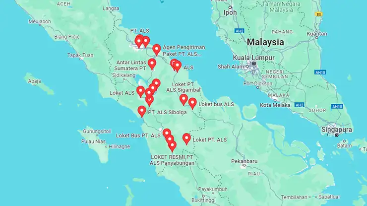 Lokasi Agen Bus ALS Sumatera Utara