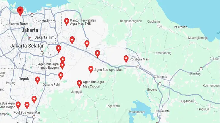 Lokasi Agen Bus Agra Mas Jawa Barat