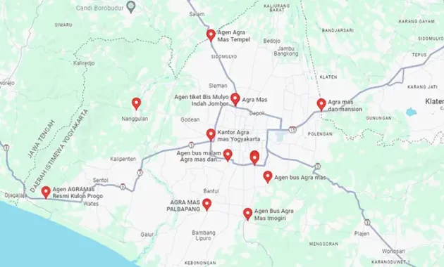 Lokasi Agen Bus Agra Mas Yogyakarta