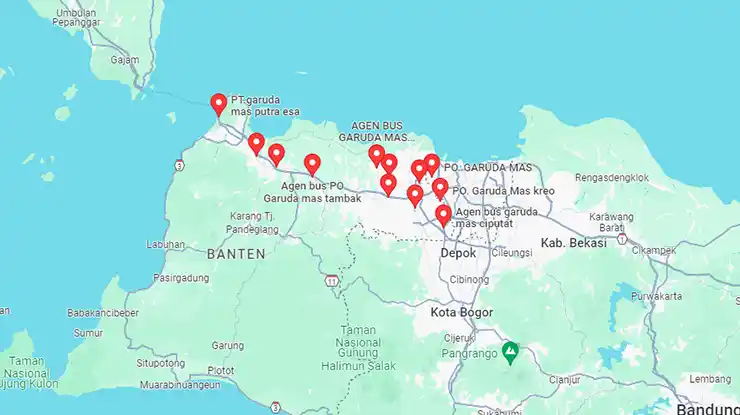 Lokasi Agen Bus Garuda Mas Banten