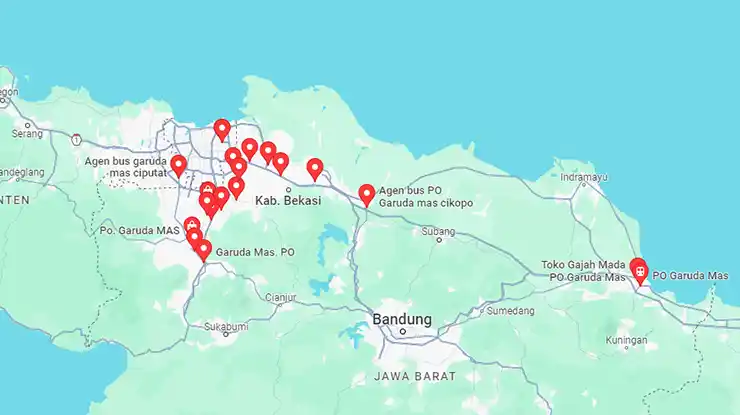 Lokasi Agen Bus Garuda Mas Jawa Barat