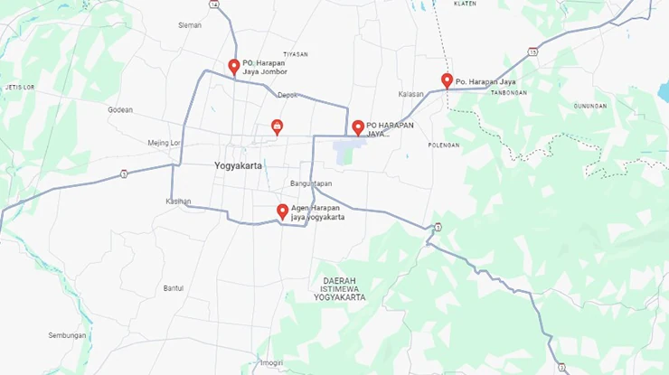 Lokasi Agen Bus Harapan Jaya Yogyakarta
