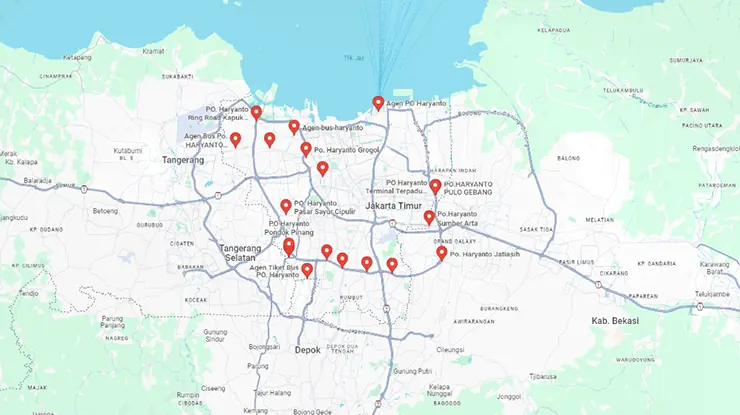 Lokasi Agen Bus Haryanto DKI Jakarta