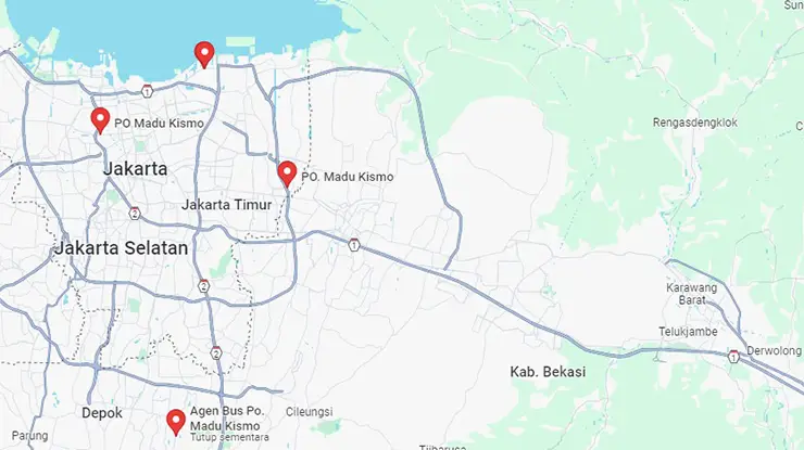 Lokasi Agen Bus Madu Kismo DKI Jakarta