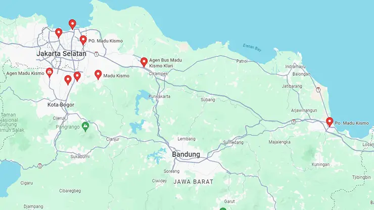 Lokasi Agen Bus Madu Kismo Jawa Barat