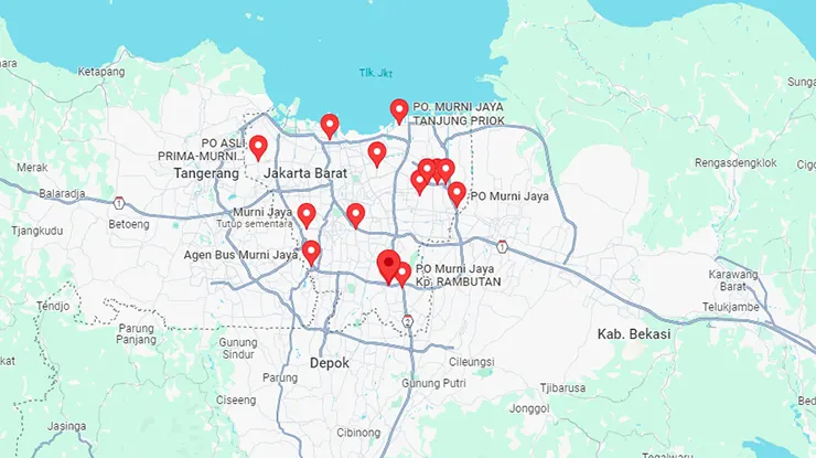 Lokasi Agen Bus Murni Jaya DKI Jakarta