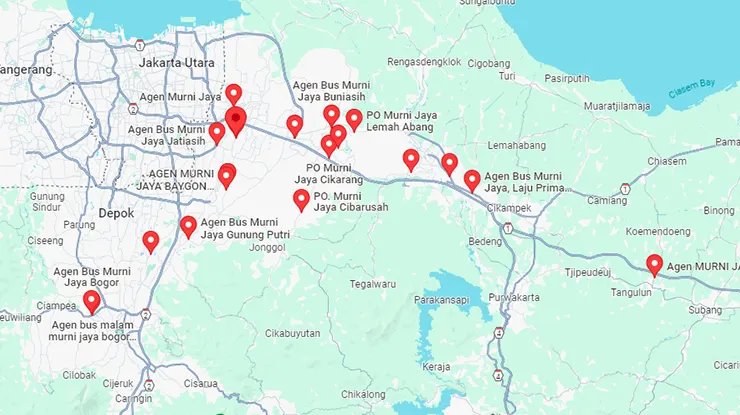 Lokasi Agen Bus Murni Jaya Jawa Barat