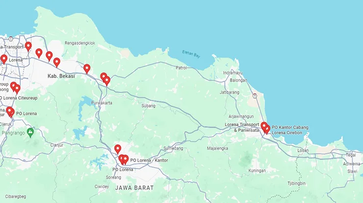 Lokasi Agen Bus PO Lorena Jawa Timur