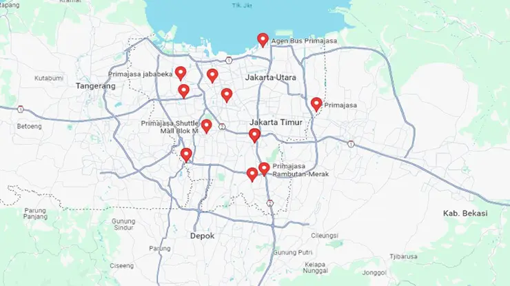 Lokasi Agen Bus Primajasa DKI Jakarta