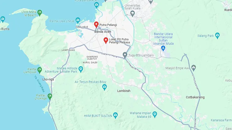 Lokasi Agen Bus Putra Pelangi Banda Aceh