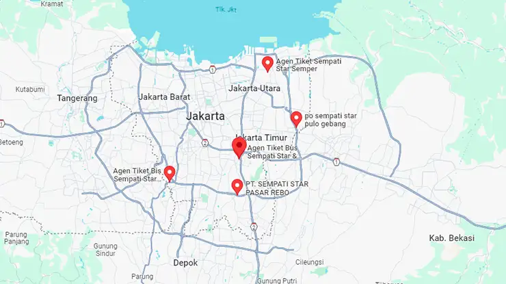 Lokasi Agen Bus Sempati Star DKI Jakarta