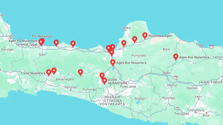 Lokasi Agen PO Nusantara Jawa Tengah