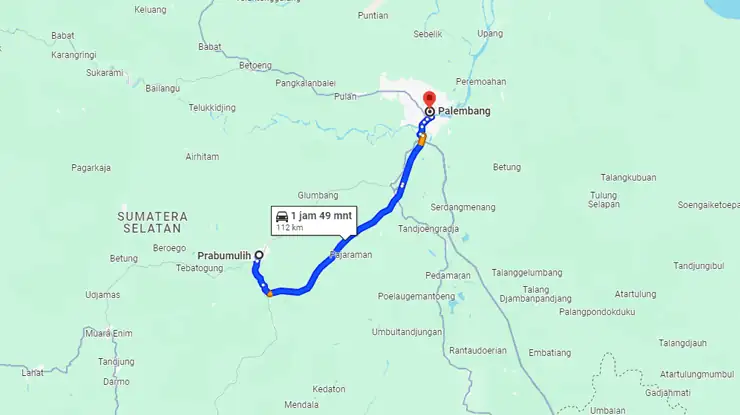 Rute Perjalanan DAMRI Prabumulih Palembang